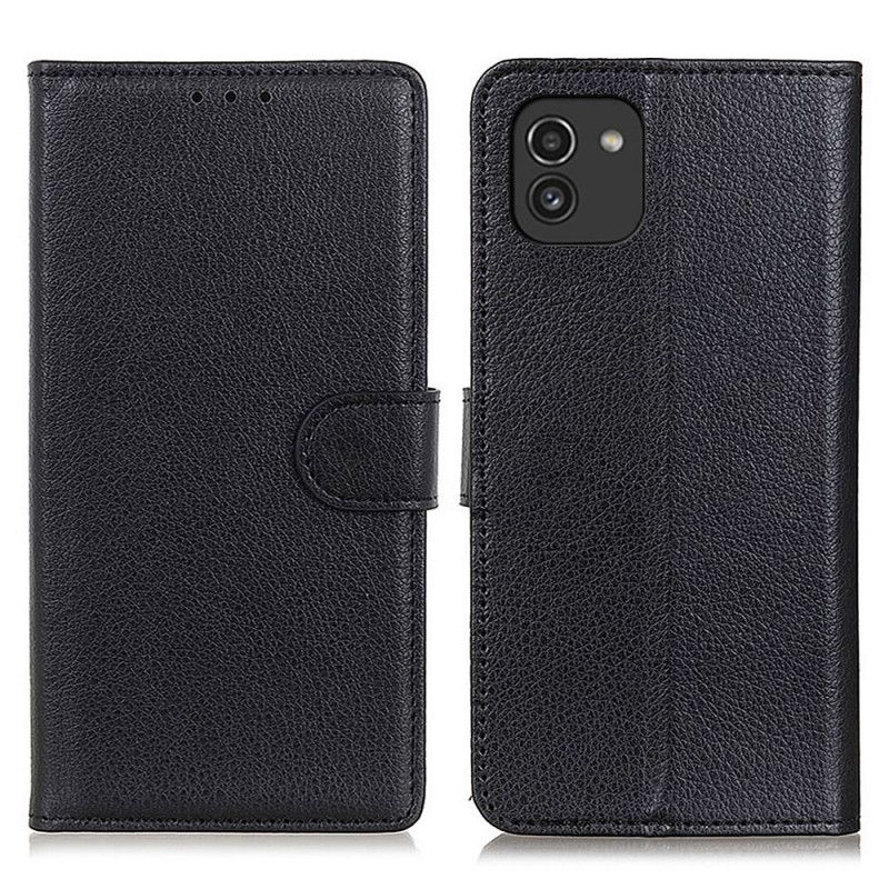 Læder Cover Samsung Galaxy A03 Traditionelt Litchi-læder