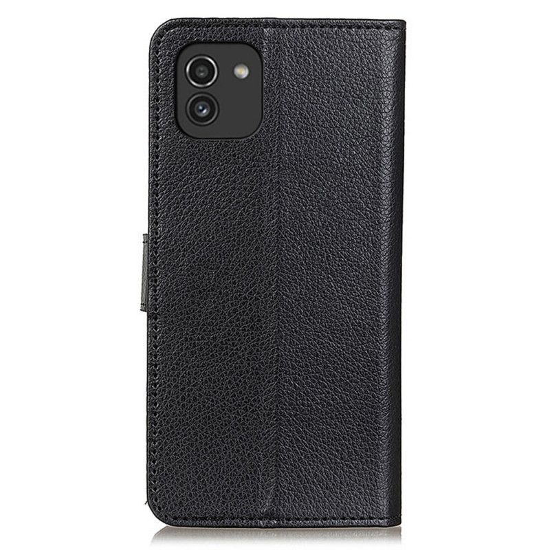Læder Cover Samsung Galaxy A03 Traditionelt Litchi-læder
