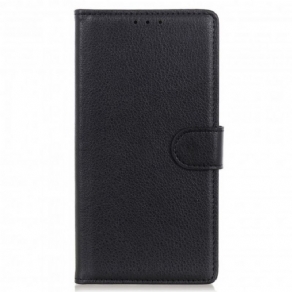 Flip Cover Motorola Edge 20 Lite Traditionelt Litchi Imiteret Læder
