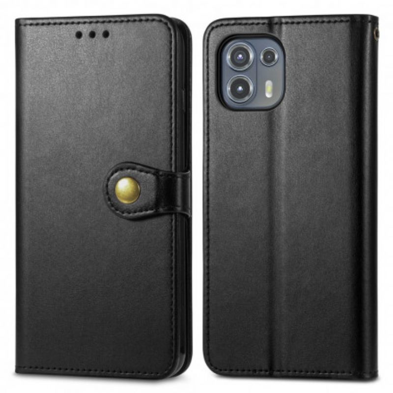 Læder Cover Motorola Edge 20 Lite Imiteret Læder Og Vintage Lås
