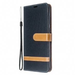 Flip Cover Samsung Galaxy S20 Plus 4G / 5G Med Snor Stof- Og Lædereffektrem