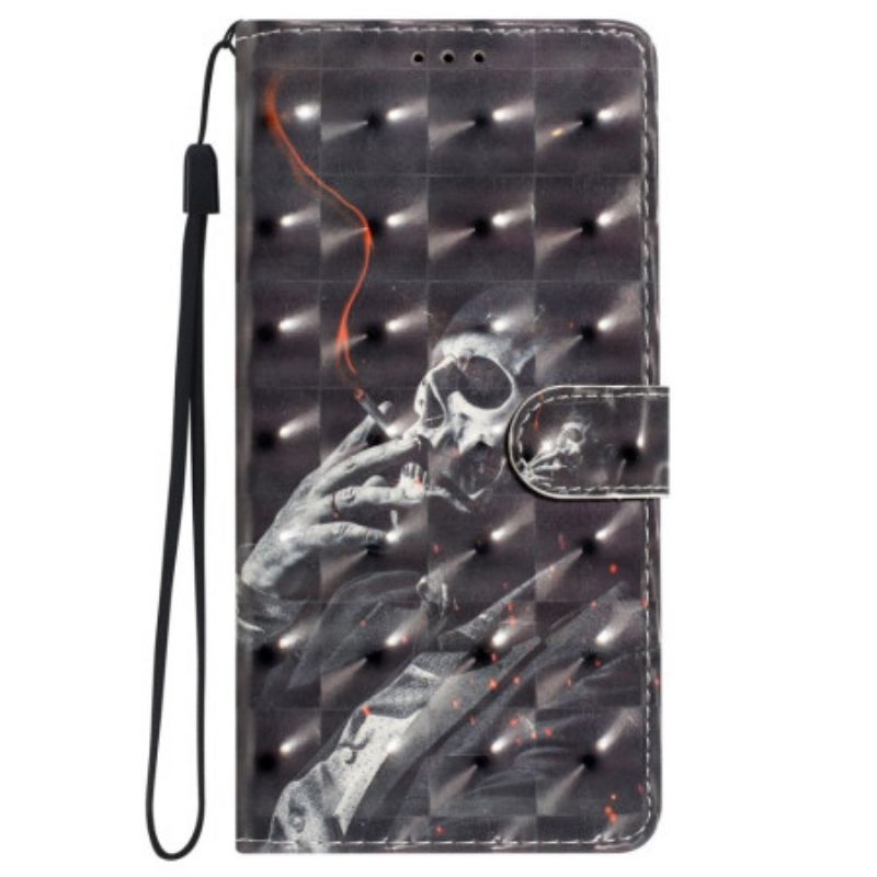 Flip Cover iPhone 16 Rygende Skelet Med Rem