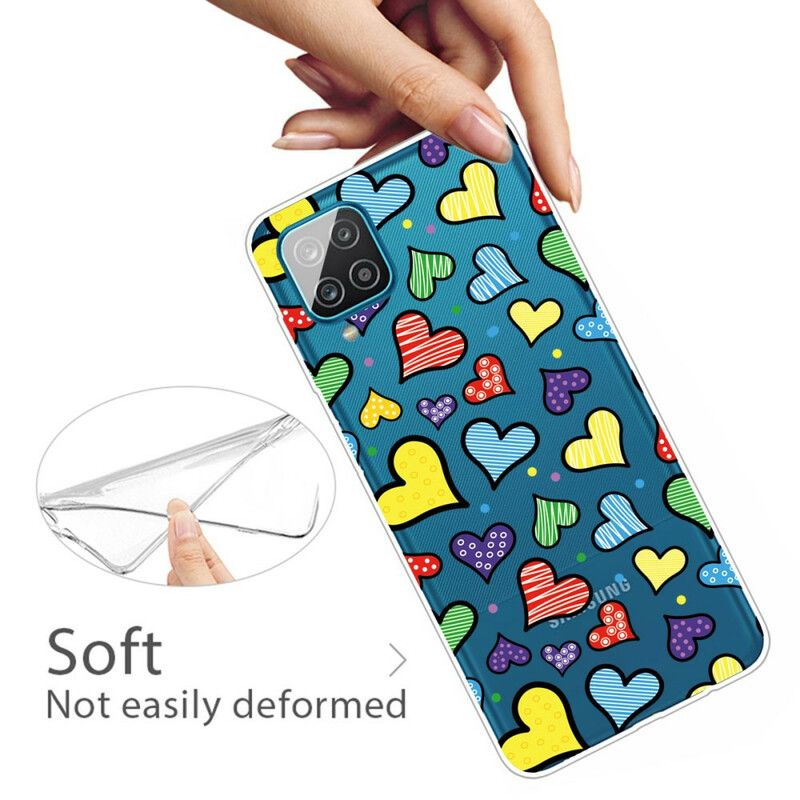 Cover Samsung Galaxy A12 / M12 Flerfarvede Hjerter