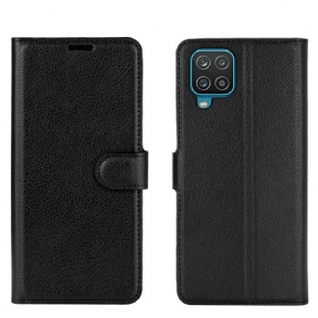 Læder Cover Samsung Galaxy A12 / M12 Klassisk Litchi Imiteret Læder