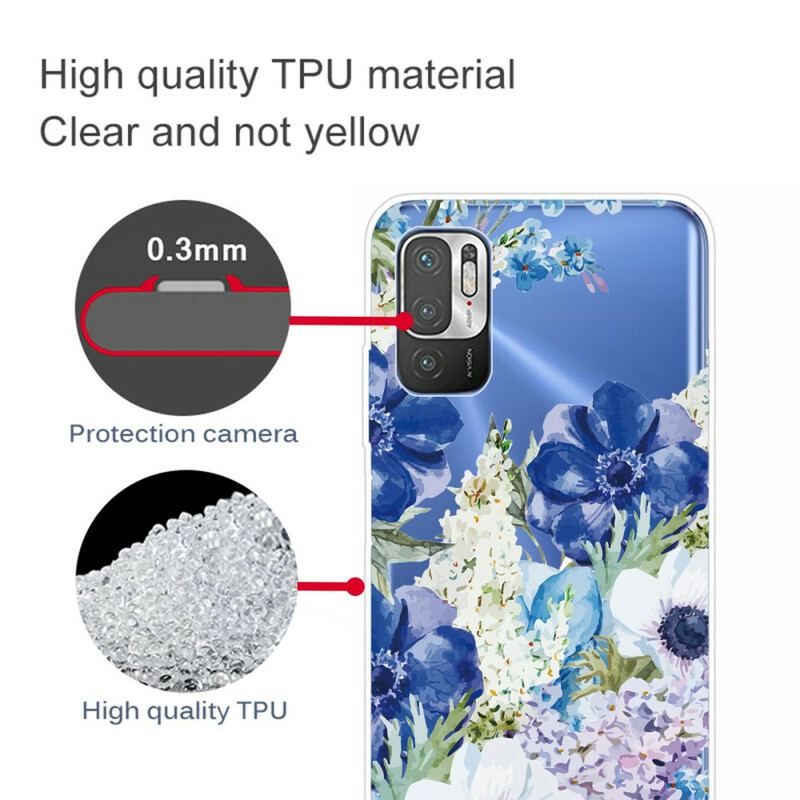 Cover Xiaomi Redmi Note 10 5G Akvarel Blå Blomster