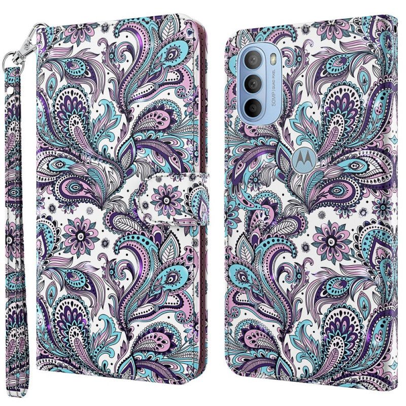 Læder Cover Moto G31 / Moto G41 Paisley Mønster
