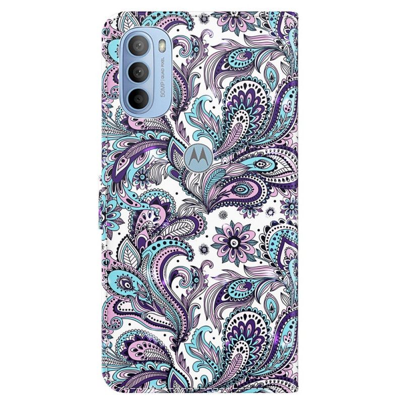 Læder Cover Moto G31 / Moto G41 Paisley Mønster