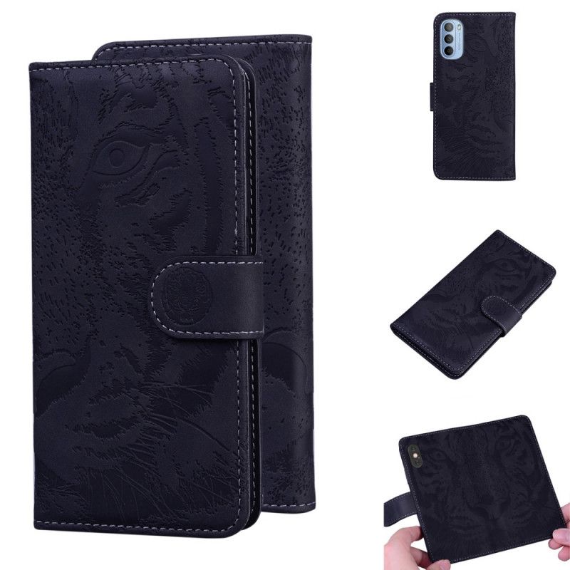 Læder Cover Moto G31 / Moto G41 Tiger Ansigtstryk
