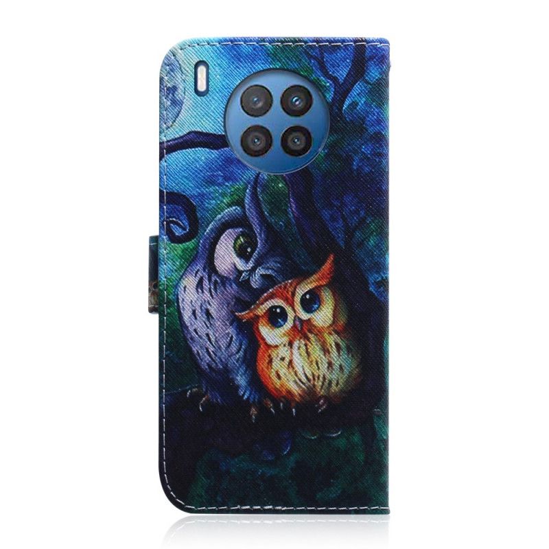 Flip Cover Huawei Nova 8i / Honor 50 Lite Maleri Af Ugler