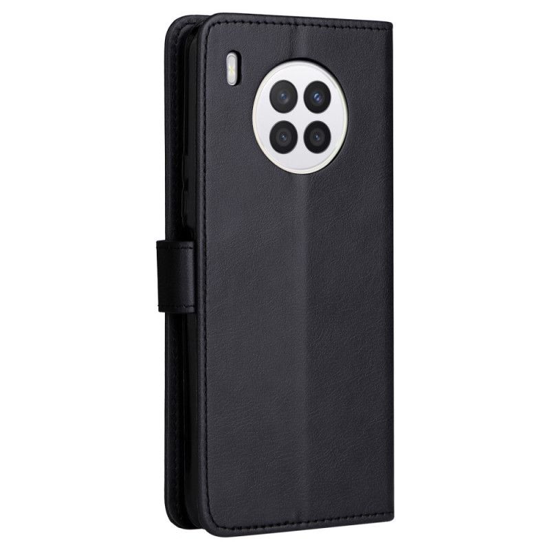 Læder Cover Huawei Nova 8i / Honor 50 Lite Med Snor Lædereffektrem