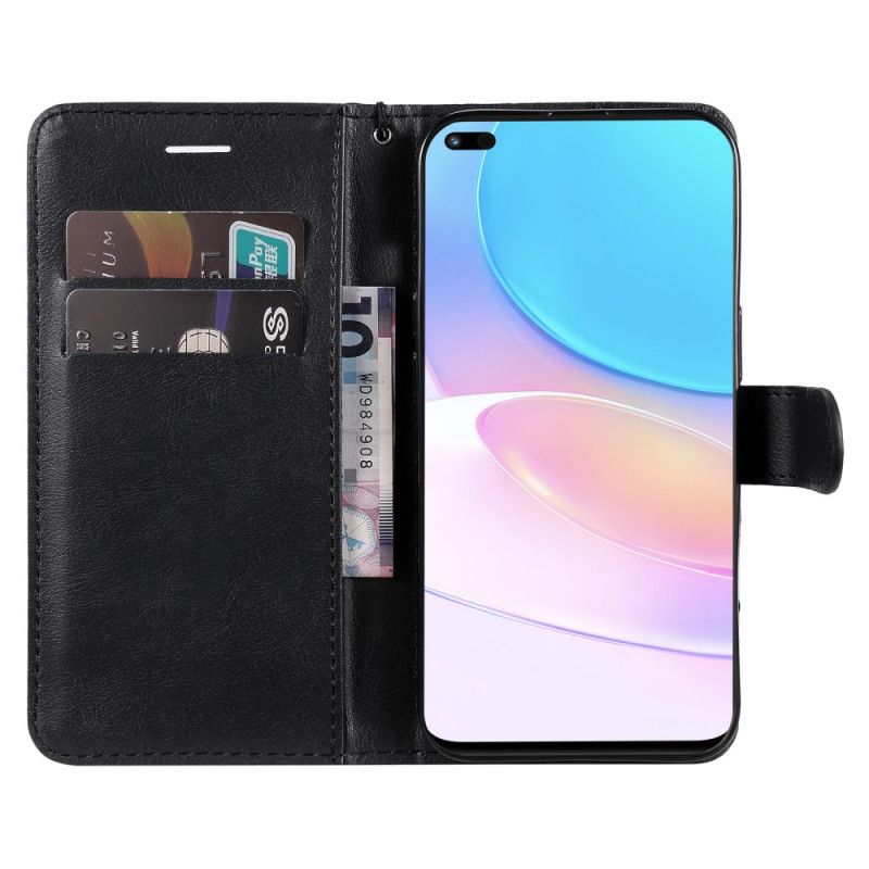 Læder Cover Huawei Nova 8i / Honor 50 Lite Med Snor Lædereffektrem