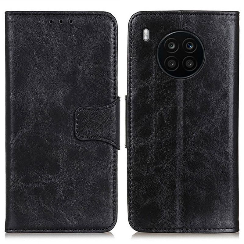 Læder Cover Huawei Nova 8i / Honor 50 Lite Vendbar Magnetisk Lukning