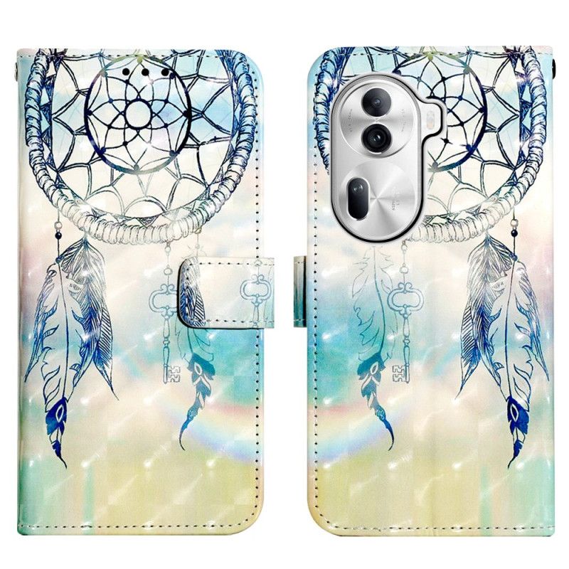 Læder Cover Oppo Reno 11 Pro 5g Telefon Etui Akvarel Drømmefanger