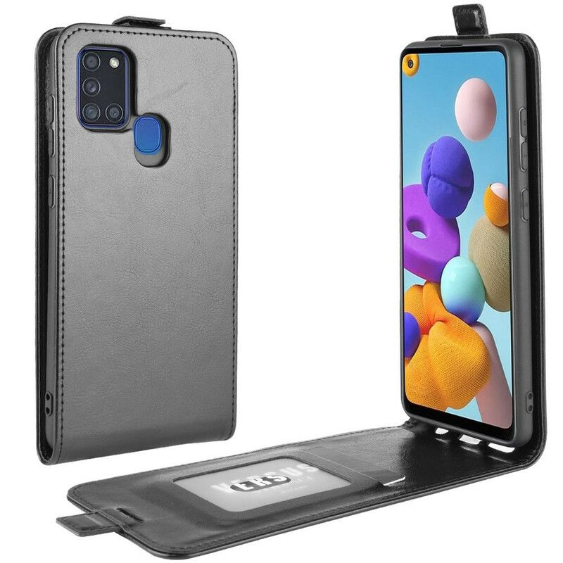 Læder Cover Samsung Galaxy A21s Flip Cover Foldbar Lædereffekt