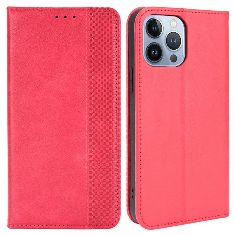 Cover iPhone 14 Plus Flip Cover Vintage Stiliseret Lædereffekt