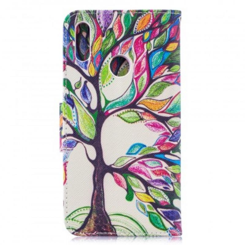 Flip Cover Huawei Y7 2019 Farvet Træ
