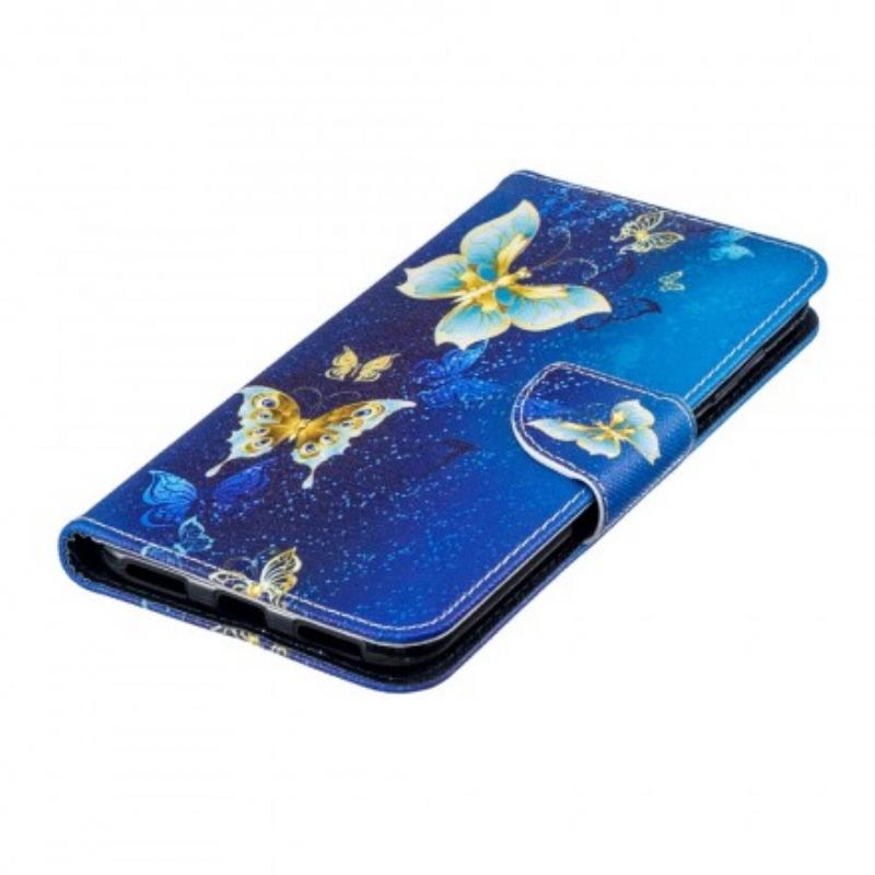 Læder Cover Huawei Y7 2019 Sommerfugle Om Natten