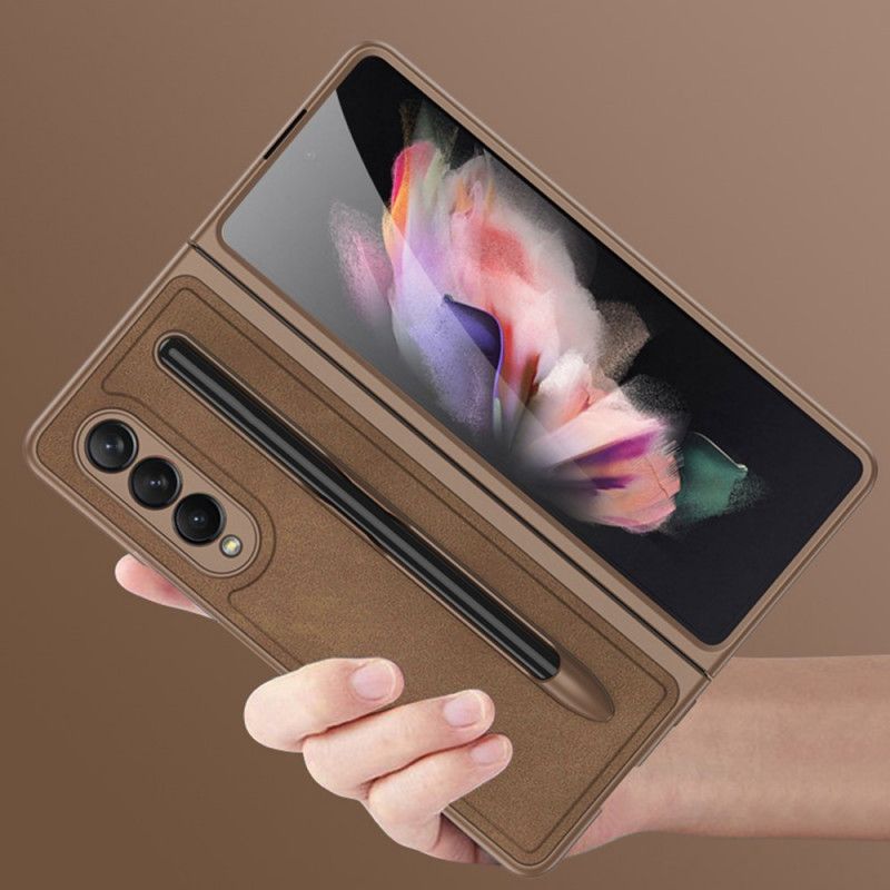 Cover Samsung Galaxy Z Fold 3 5G Litchi Læder Gkk Stylus Holder