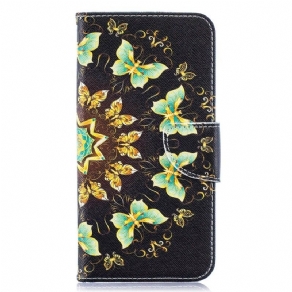Læder Cover Samsung Galaxy A10 Sommerfuglemandala