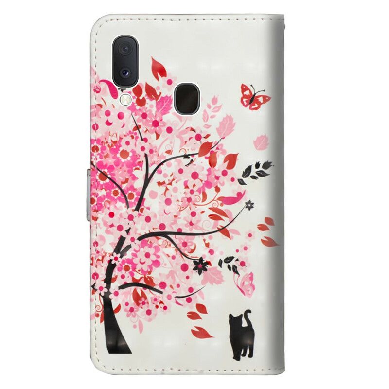 Læder Cover Samsung Galaxy A10e Pink Træ