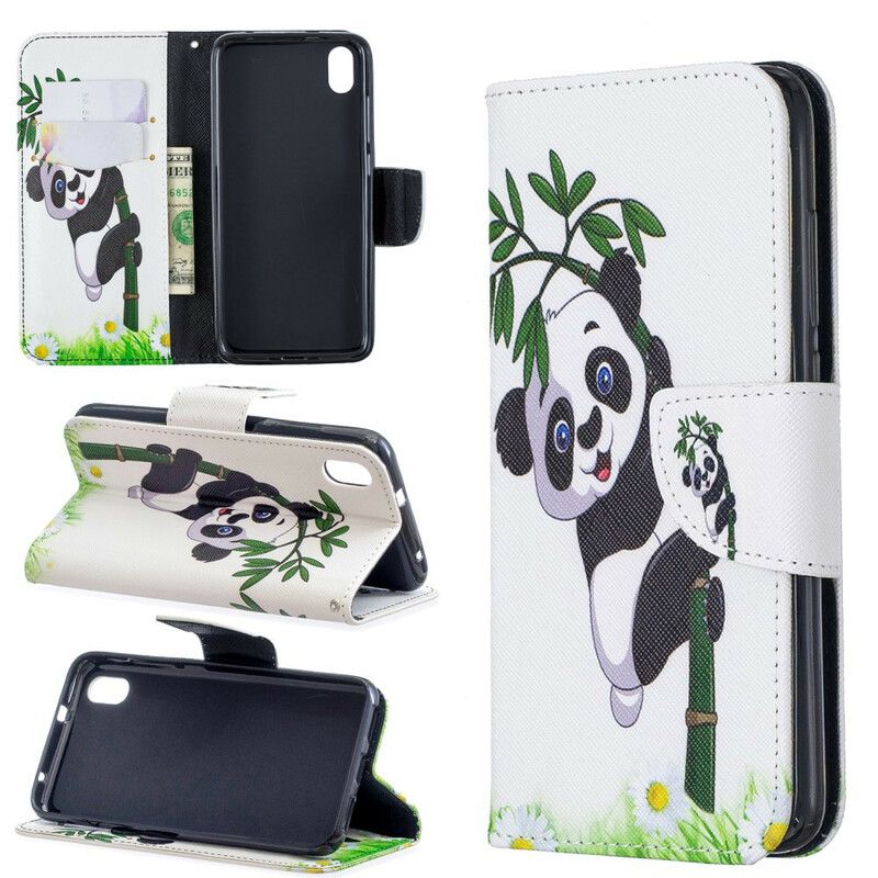 Læder Cover Xiaomi Redmi 7A Panda På Bambus