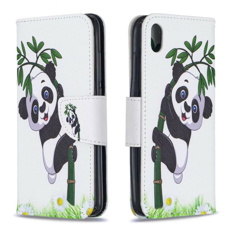 Læder Cover Xiaomi Redmi 7A Panda På Bambus