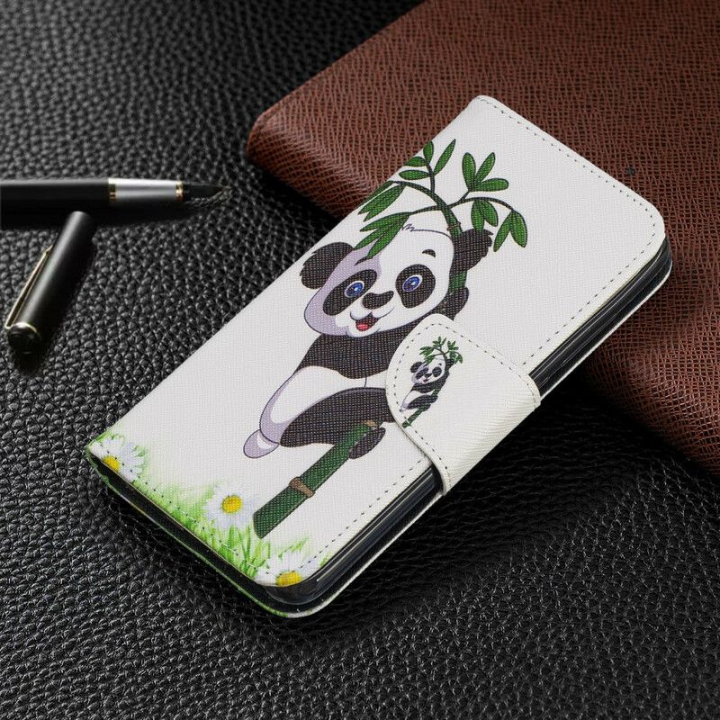 Læder Cover Xiaomi Redmi 7A Panda På Bambus