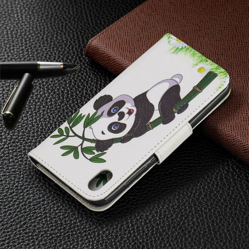 Læder Cover Xiaomi Redmi 7A Panda På Bambus