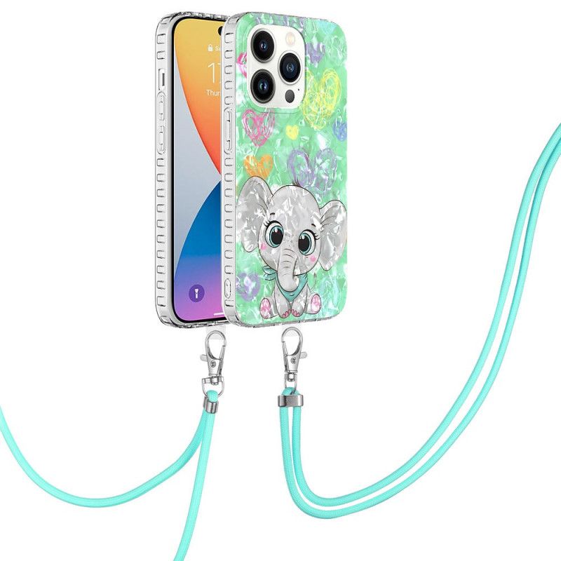 Cover iPhone 14 Pro Med Snor Elefant-stil Snoretræk