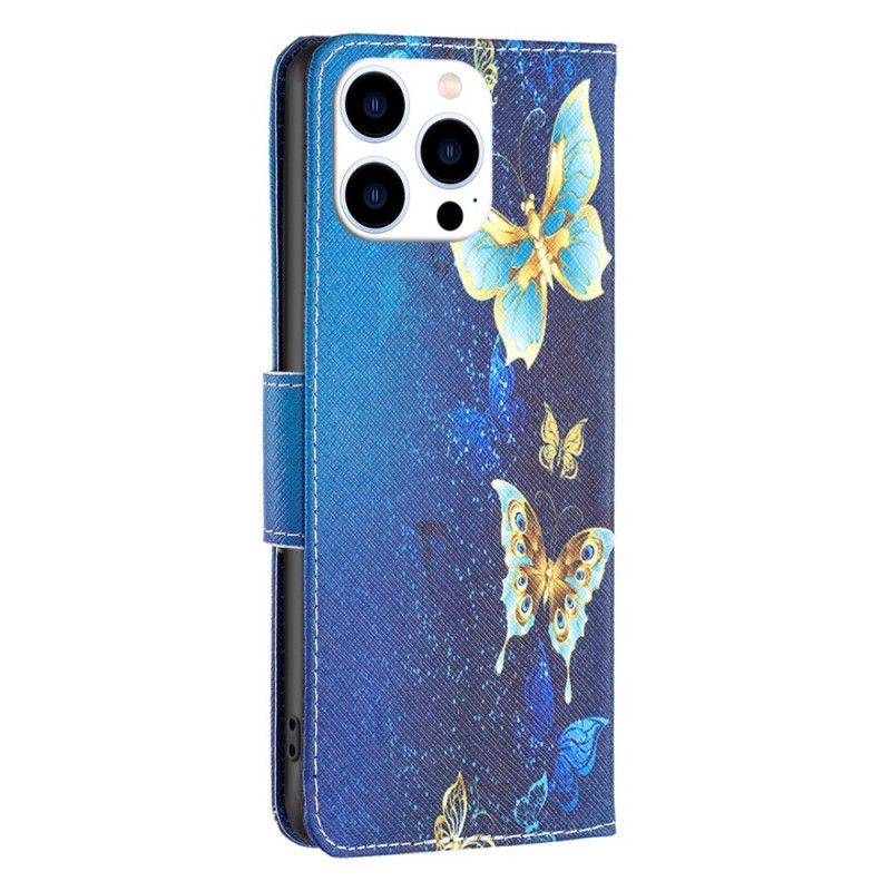 Flip Cover iPhone 14 Pro Flyvende Sommerfugle