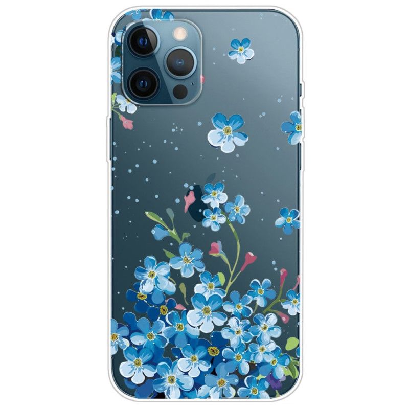Mobilcover iPhone 14 Pro Transparente Blå Blomster