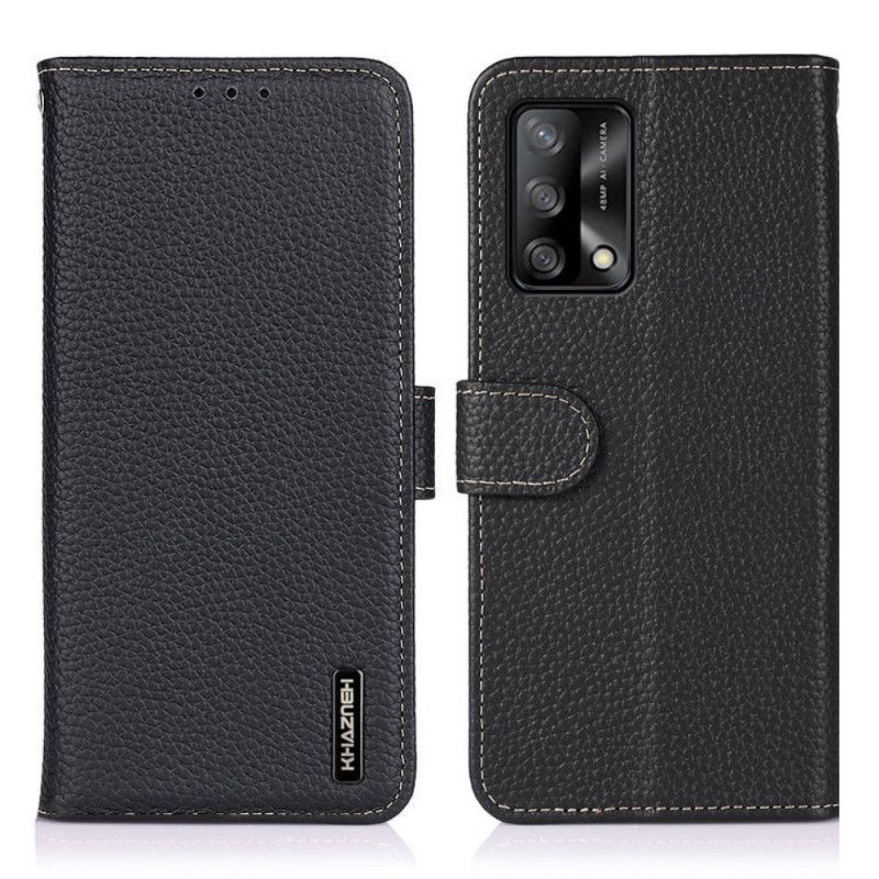 Flip Cover Oppo A74 4G Ægte Khazneh Litchi-læder