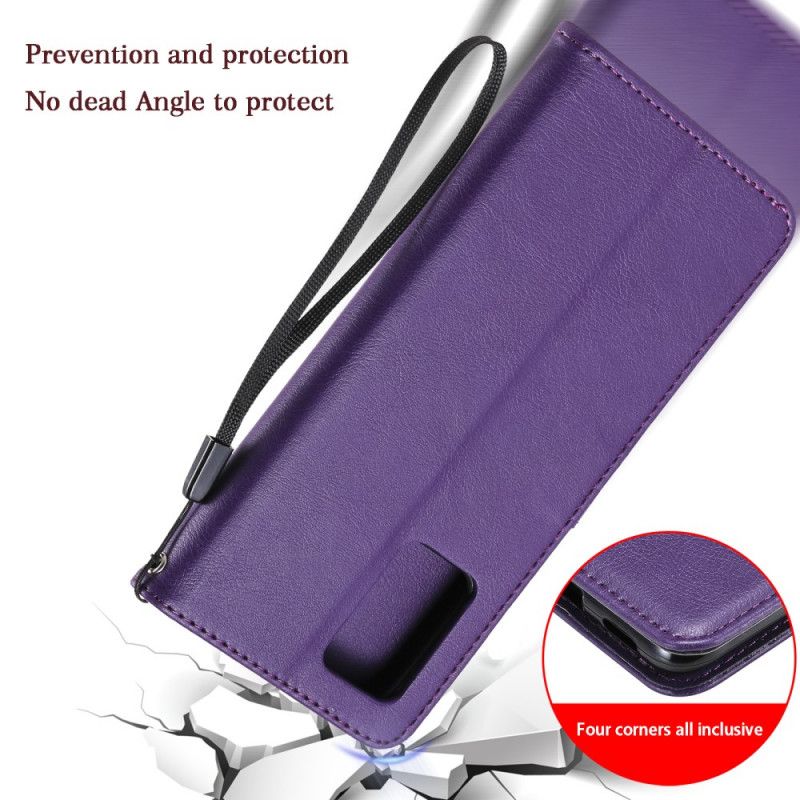 Flip Cover Oppo A74 4G Med Snor Lædereffektrem