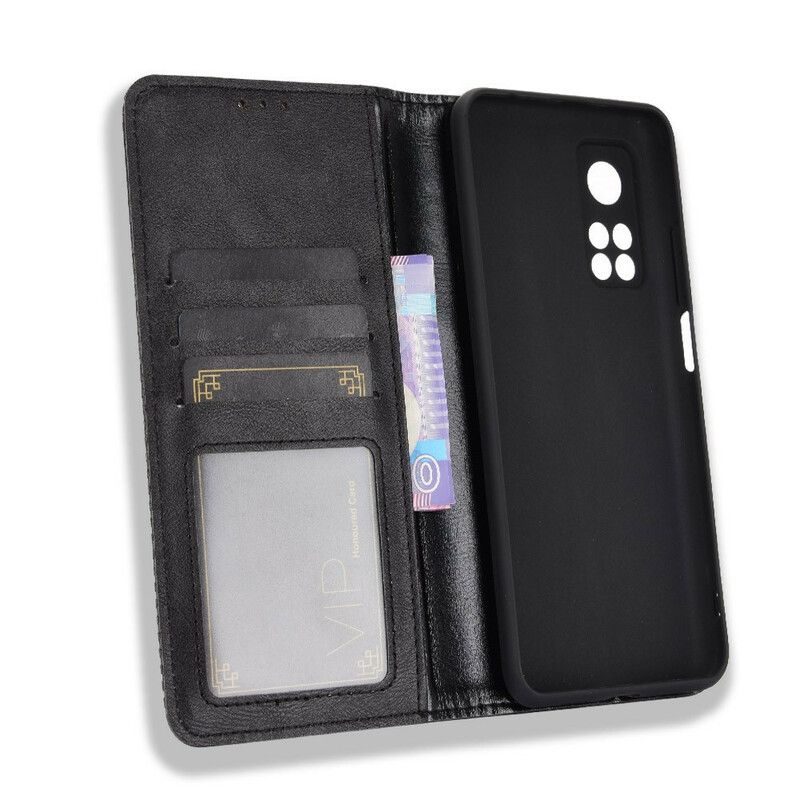 Cover Xiaomi Mi 10T / 10T Pro Flip Cover Vintage Stiliseret Lædereffekt