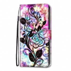 Læder Cover Xiaomi Mi 10T / 10T Pro Neonblomster