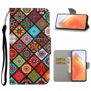 Læder Cover Xiaomi Mi 10T / 10T Pro Patchwork Mandalaer Med Snor