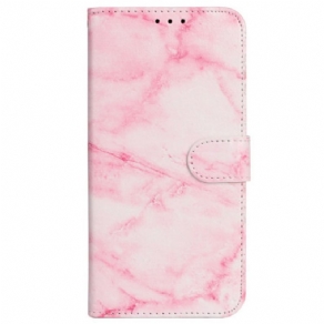 Flip Cover iPhone 16 Plus Pink Marmormønster