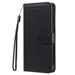 Læder Cover Samsung Galaxy M32 Med Snor Ensfarvet Serierem