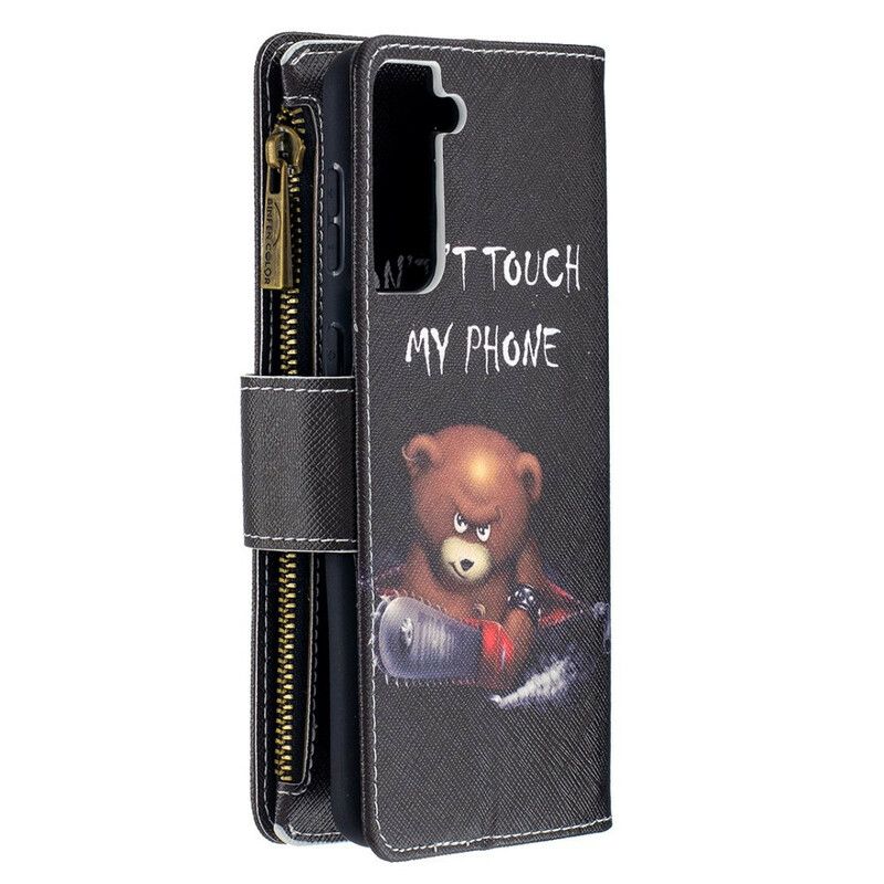 Flip Cover Samsung Galaxy S21 Plus 5G Bear Lynlåslomme