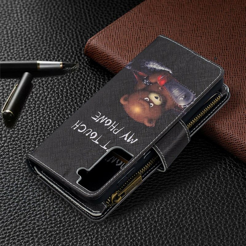 Flip Cover Samsung Galaxy S21 Plus 5G Bear Lynlåslomme