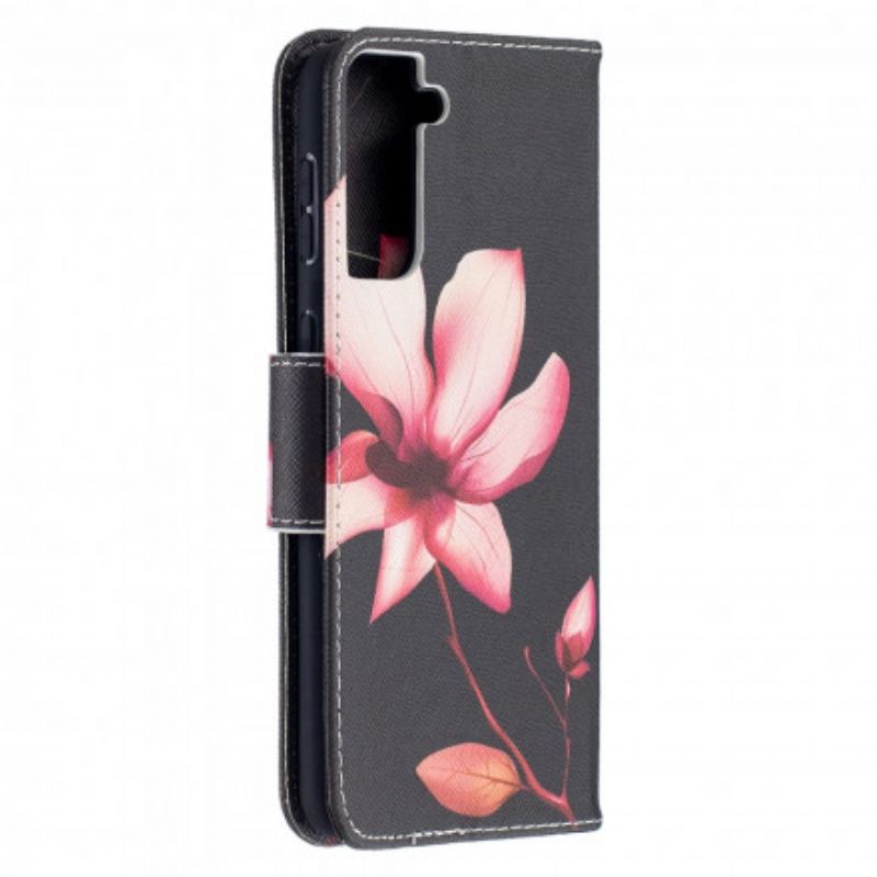 Flip Cover Samsung Galaxy S21 Plus 5G Pink Blomst