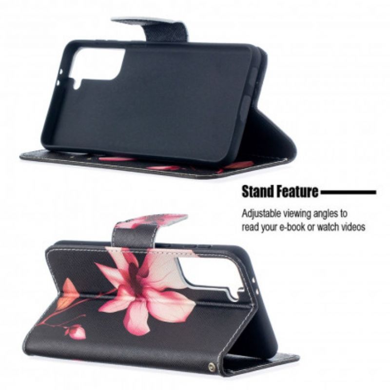 Flip Cover Samsung Galaxy S21 Plus 5G Pink Blomst