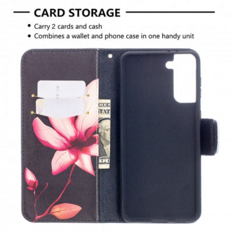 Flip Cover Samsung Galaxy S21 Plus 5G Pink Blomst