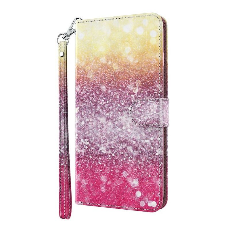 Læder Cover Samsung Galaxy S21 Plus 5G Magenta Glitter Gradient