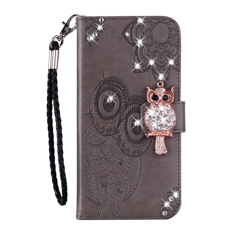 Læder Cover Samsung Galaxy S21 Plus 5G Ugle Mandala Og Charm