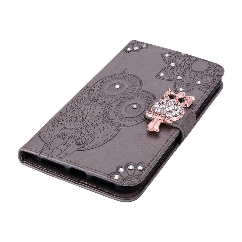 Læder Cover Samsung Galaxy S21 Plus 5G Ugle Mandala Og Charm