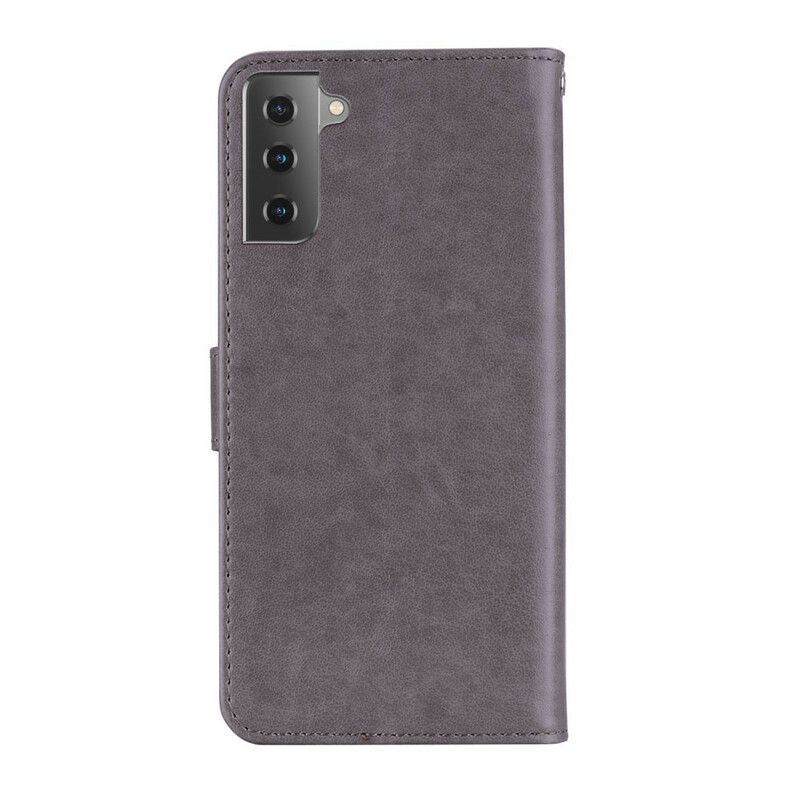 Læder Cover Samsung Galaxy S21 Plus 5G Ugle Mandala Og Charm