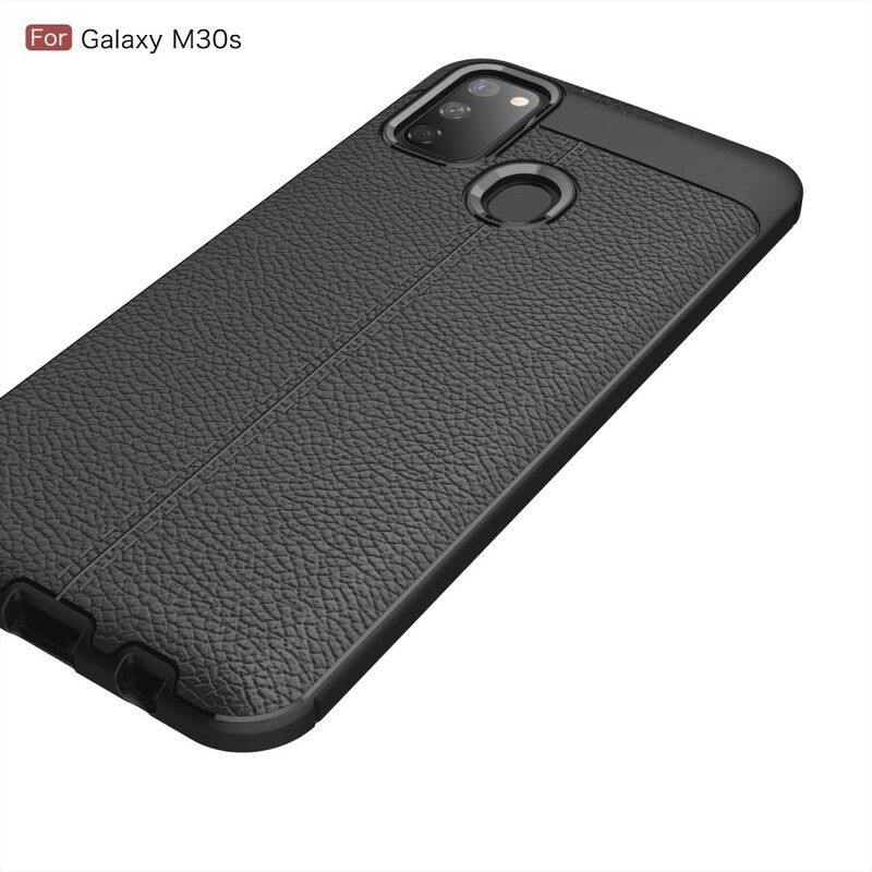 Cover Samsung Galaxy M21 Dobbelt Linje Litchi Lædereffekt