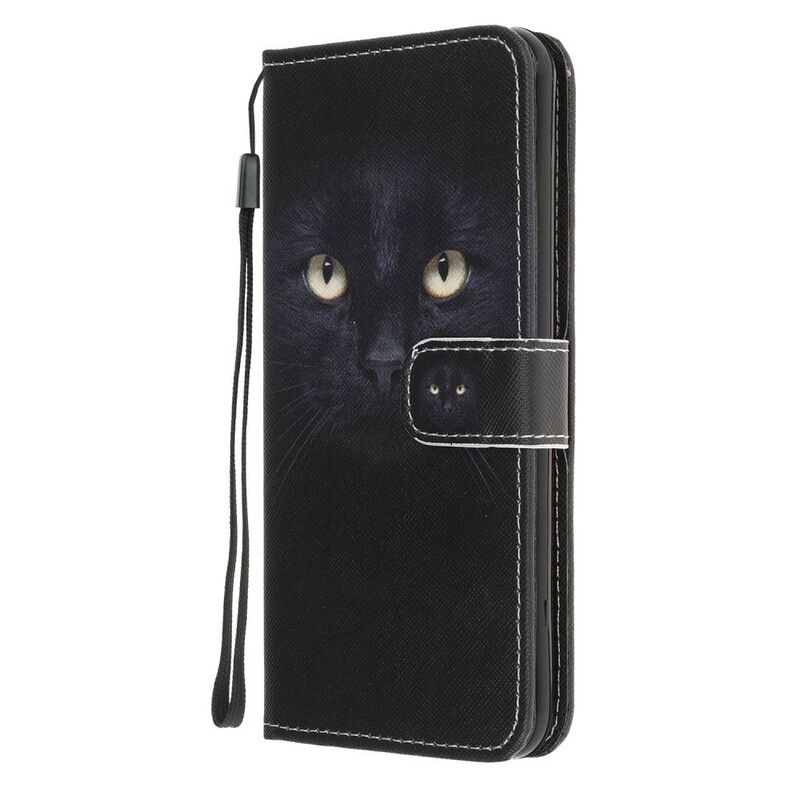 Flip Cover Samsung Galaxy M21 Med Snor Thong Black Cat Eyes