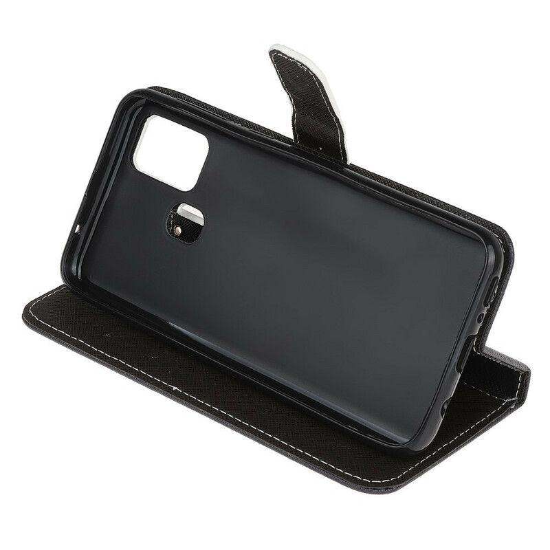 Flip Cover Samsung Galaxy M21 Med Snor Thong Black Cat Eyes